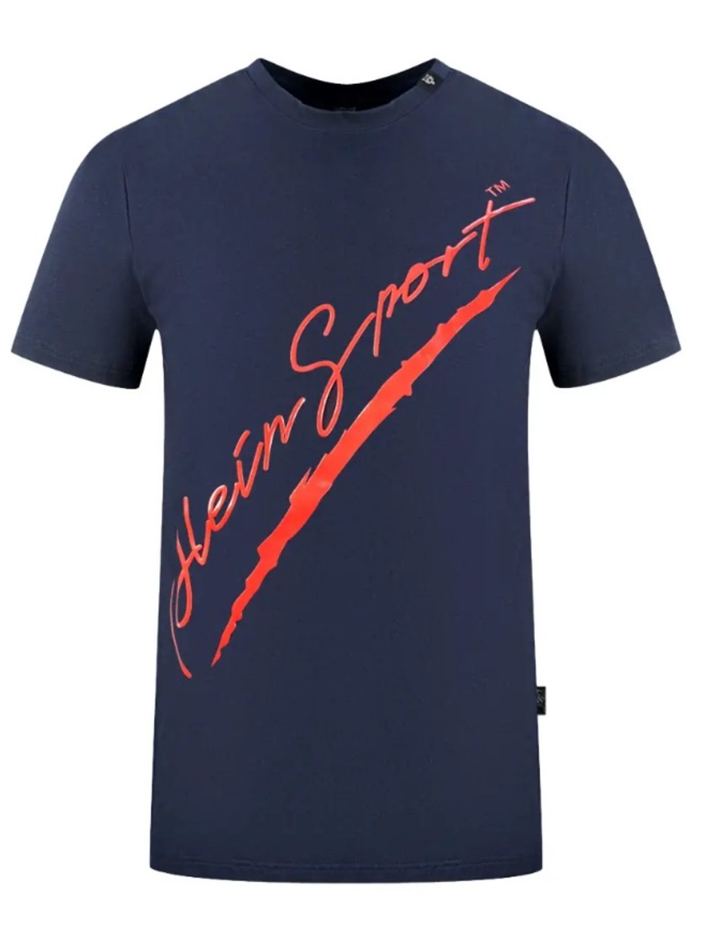 Plein Sport Blue T-Shirt, Signature Logo, Crew Neck, Short Sleeves Cotton